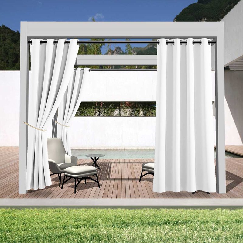 Rideau occultant thermique extérieur blanc pour pergola et terrasse.
