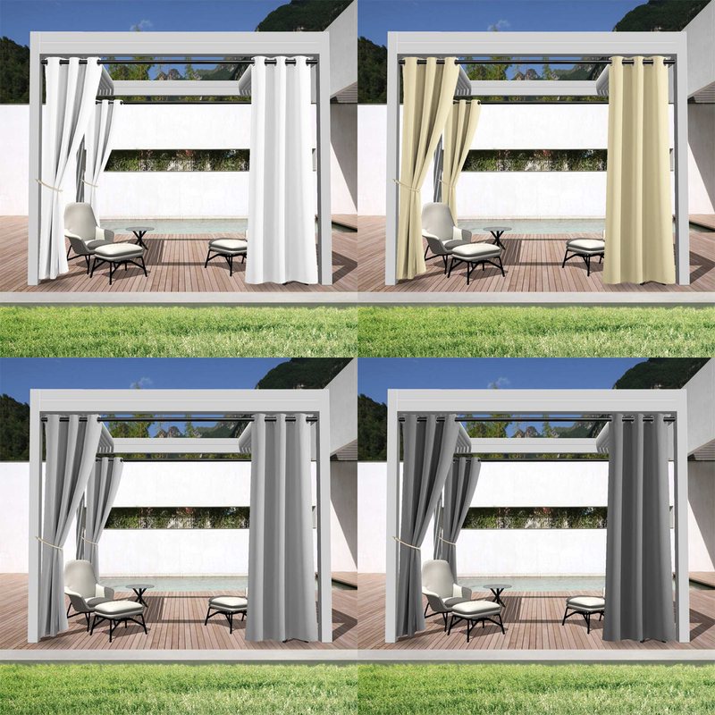 Coloris blanc, beige, gris clair et gris du rideau occultant thermique extérieur.