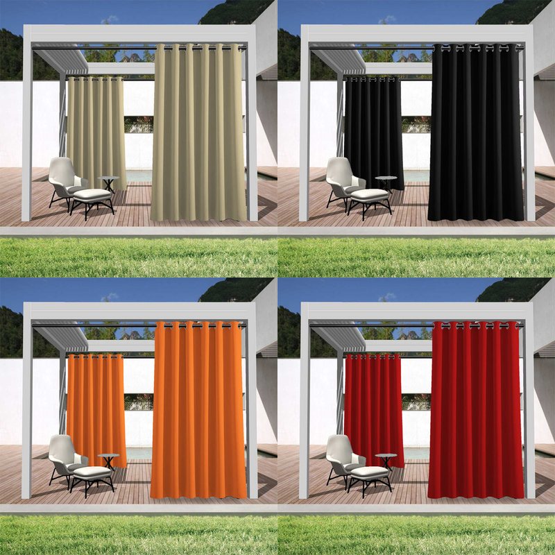 Coloris taupe, noir, orange et rouge du rideau occultant thermique extérieur.